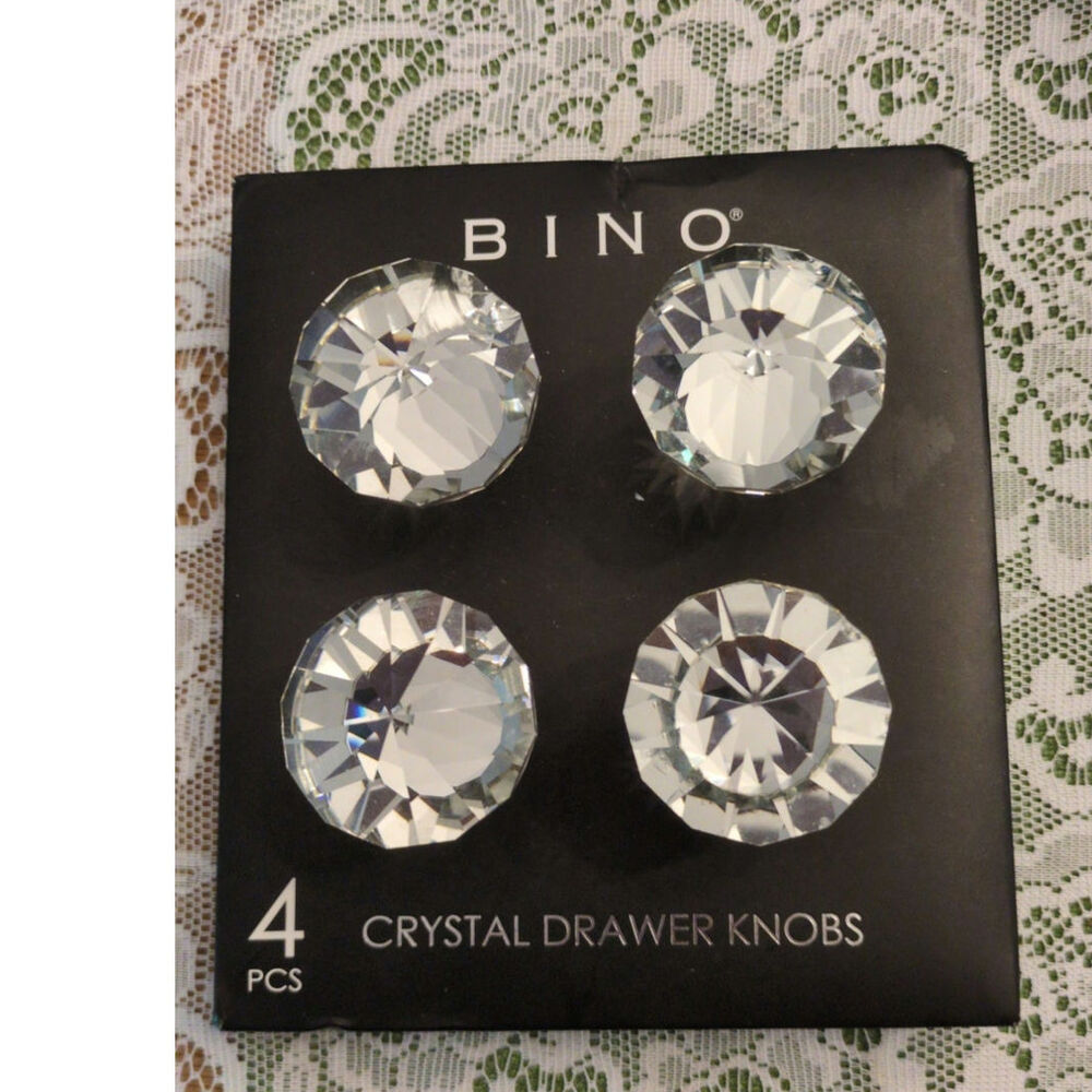 Bino Crystal Drawer Knobs 4, New In Package, Brushed Nickel, Includes Screws